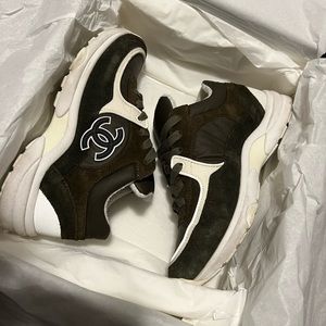 Chanel sneakers army green size 35.5
